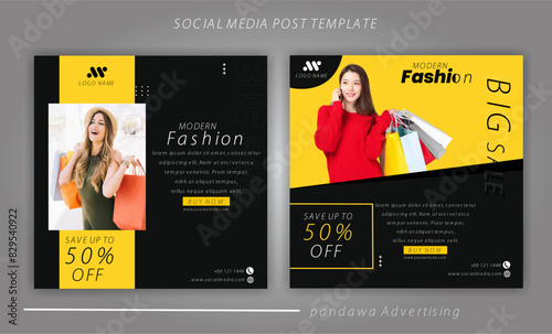 Flat design instagram posts influencer design template