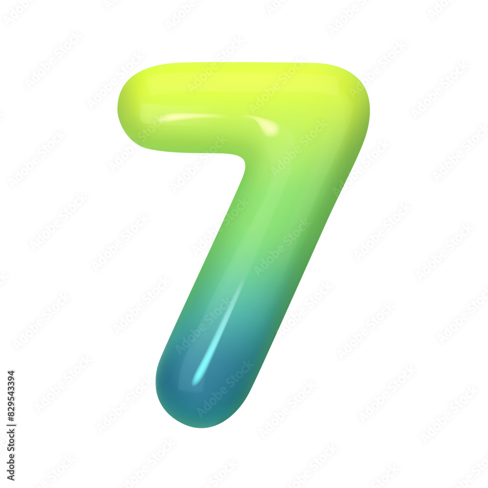 Stylish 3D number 7 with green-blue gradient. Modern, vibrant, and abstract. Perfect for digital art, graphic design, and creative projects. Vector illustration Stylish 3D number 7 with green-blue gradient. Modern, vibrant, and abstract. Perfect for digital art, graphic design, and creative projects. Vector illustration