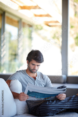 Home, man and newspaper for reading on couch in living room for information, story or news. House, lounge and male reader with article on vacation, holiday and weekend trip in London to relax on sofa Free Download Home, man and newspaper for reading on couch in living room for information, story or news. House, lounge and male reader with article on vacation, holiday and weekend trip in London to relax on sofa - GFXLoad