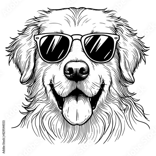 Dog with sunglasses, funny dog wear sunglasses illustration