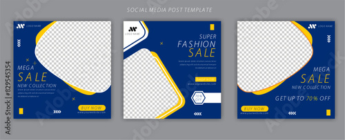 Flat design instagram posts big Sale design template