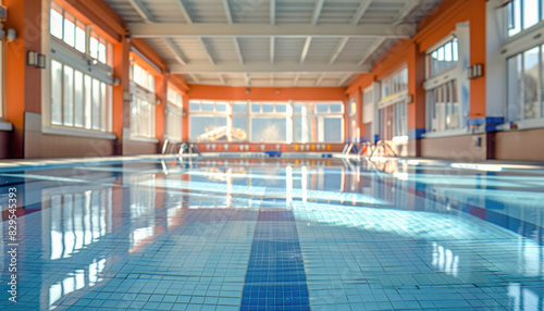 The indoor swimming pool is generously sized with an abundance of windows to let in natural light