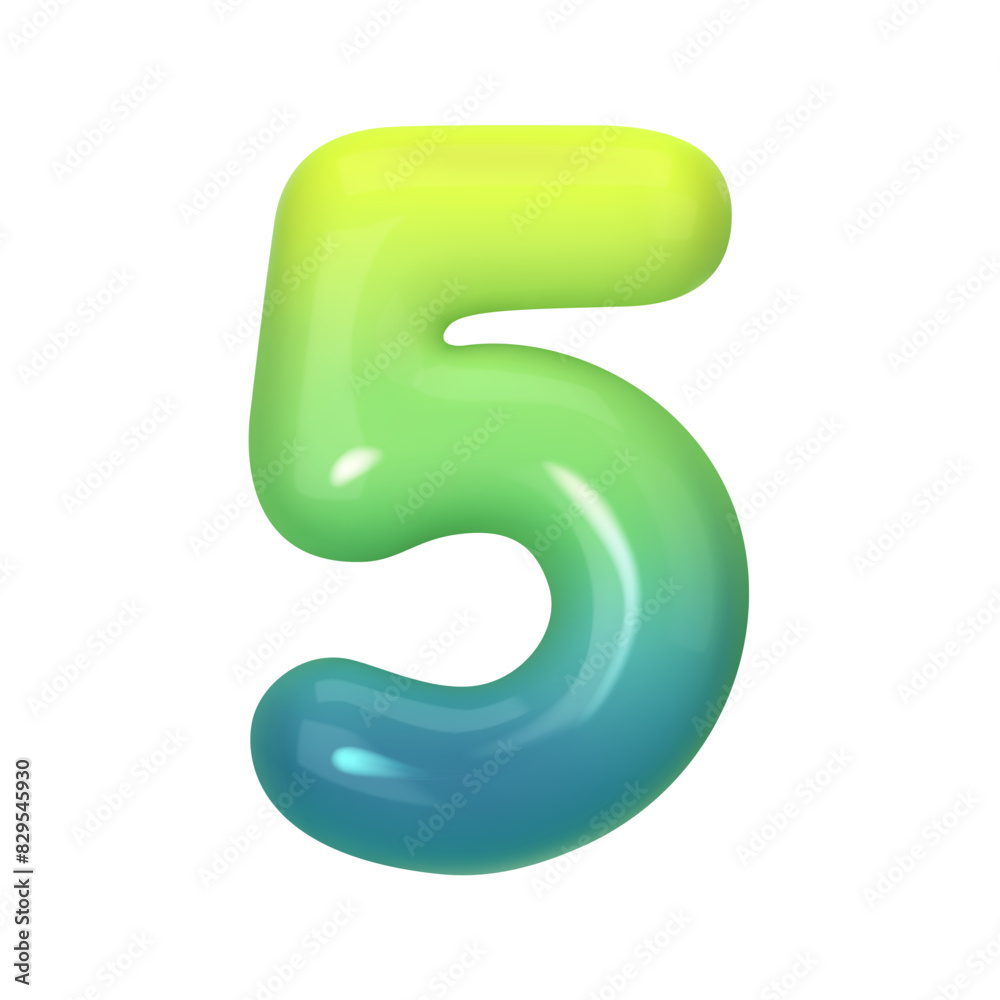 Stylish 3D number 5 with green-blue gradient. Modern, vibrant, and abstract. Perfect for digital art, graphic design, and creative projects. Vector illustration Stylish 3D number 5 with green-blue gradient. Modern, vibrant, and abstract. Perfect for digital art, graphic design, and creative projects. Vector illustration