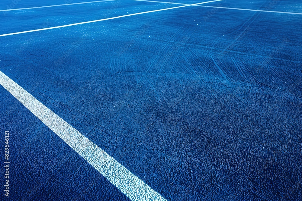 Modern Minimalist Blue Tennis Court with Soft Shadows