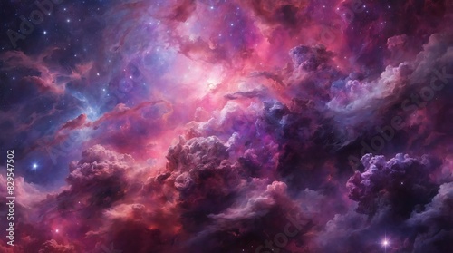 Ethereal clouds of pink and purple stardust amidst abstract starlight.