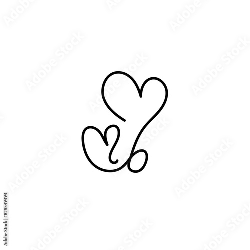 Line Heart Silhouettes for Valentine's Day