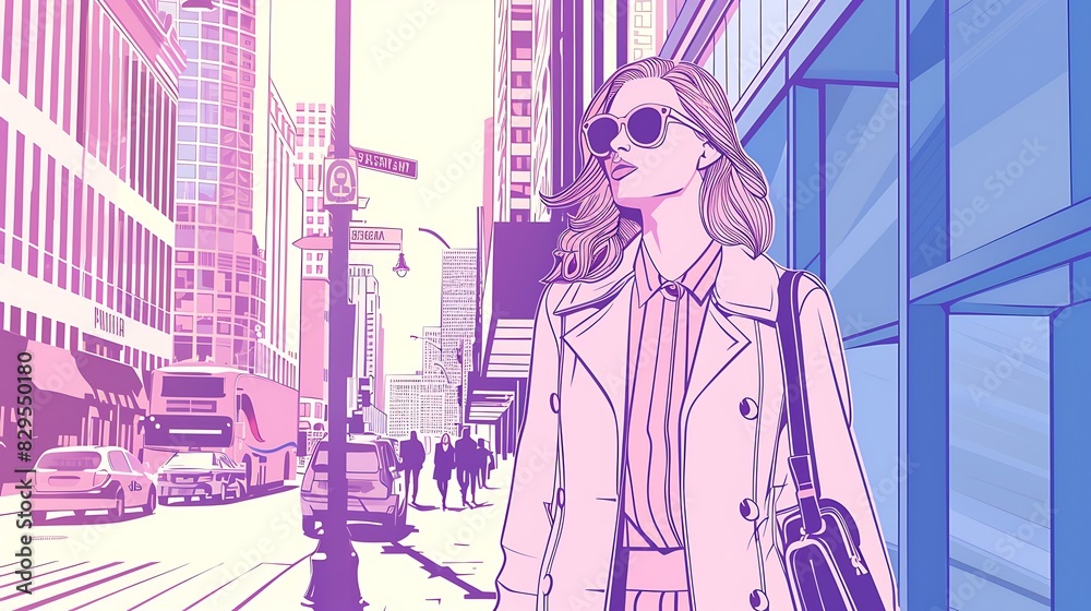 Confident business woman wearing sunglasses walking in the city