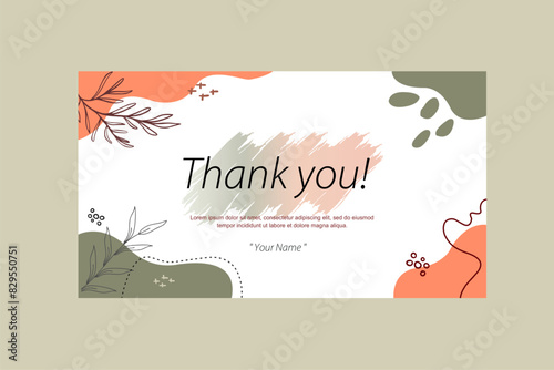 Hand drawn spring floral thank you card template.eps