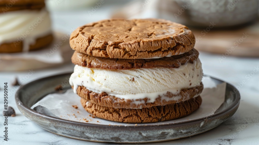 A delicious ice cream sandwich made with chewy cookies and creamy ice cream, a nostalgic and satisfying dessert option. A delicious ice cream sandwich made with chewy cookies and creamy ice cream, a nostalgic and satisfying dessert option.