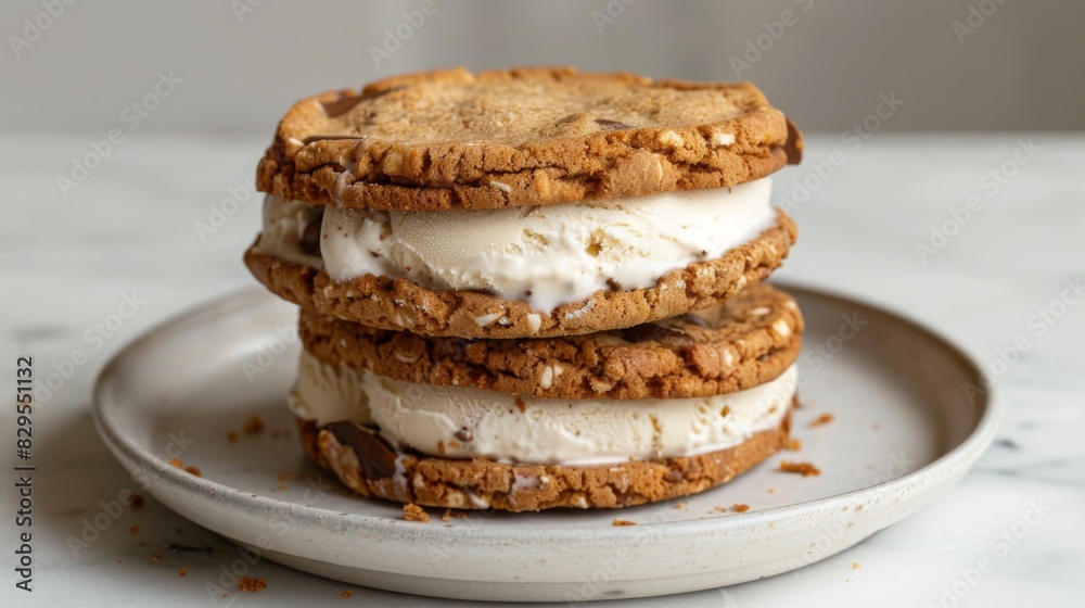 A delicious ice cream sandwich made with chewy cookies and creamy ice cream, a nostalgic and satisfying dessert option. A delicious ice cream sandwich made with chewy cookies and creamy ice cream, a nostalgic and satisfying dessert option.