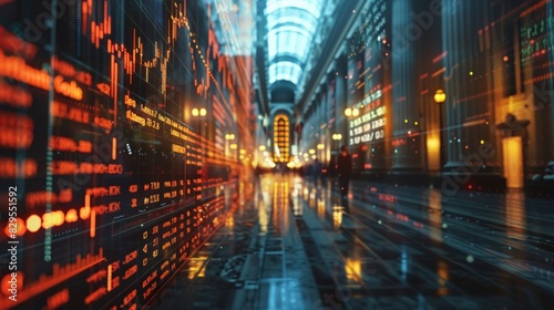 3D Financial History Timeline: Create a 3D timeline showcasing significant events in financial history, such as the founding of major stock exchanges. photo