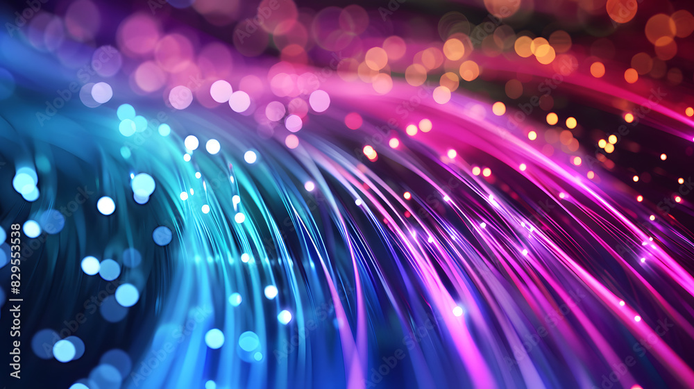 Neon fiber optic lines abstract texture background. Generative AI. Neon fiber optic lines abstract texture background. Generative AI.