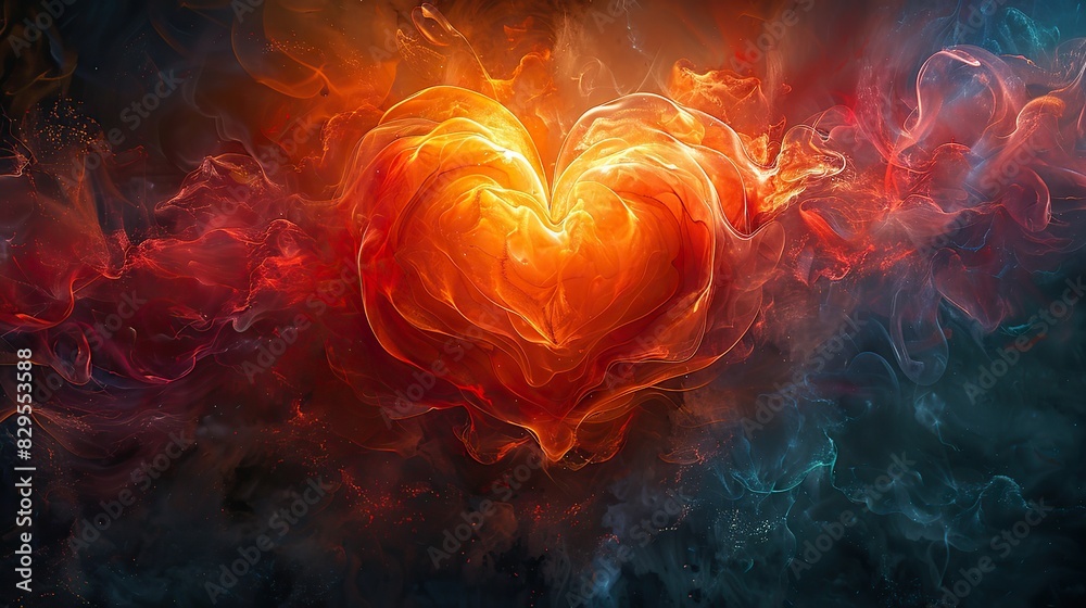 A radiant heart at the center of a mandala. A radiant heart at the center of a mandala.