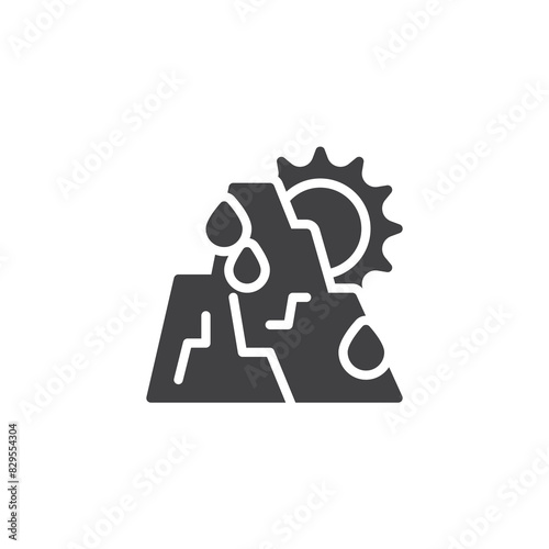 Sun melting glacier vector icon