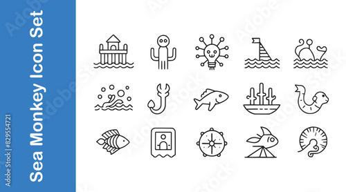 Sea Monkey Icons Set.