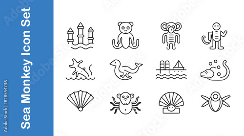 Sea Monkey Icons Set.