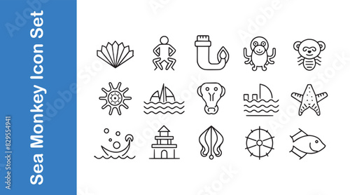 Sea Monkey Icons Set.