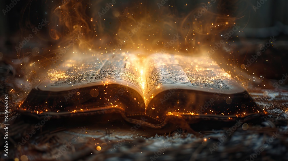 Obraz premium A radiant light emanating from an open book.
