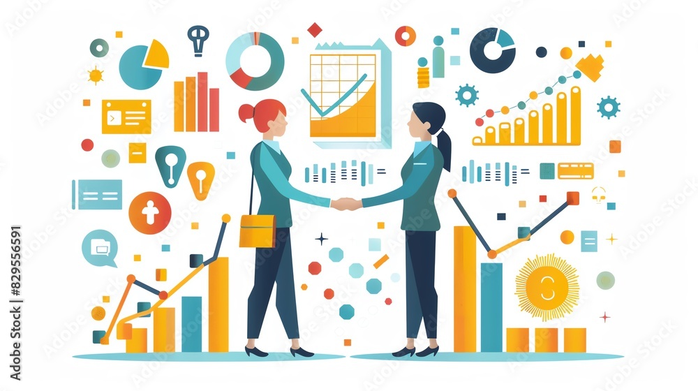 Obraz premium Business sales strategy, leveraging data-driven approaches, CRM tools, and targeted campaigns to drive revenue
