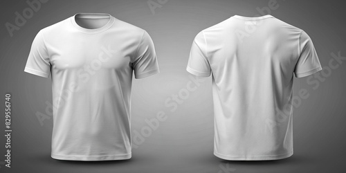 Set of white t-shirt front and back mockup on background for product presentation photo
