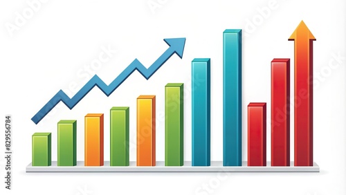 Growth bar chart icon set in trendy style