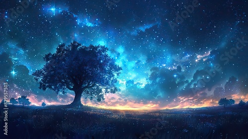 A celestial landscape with a luminous sky.