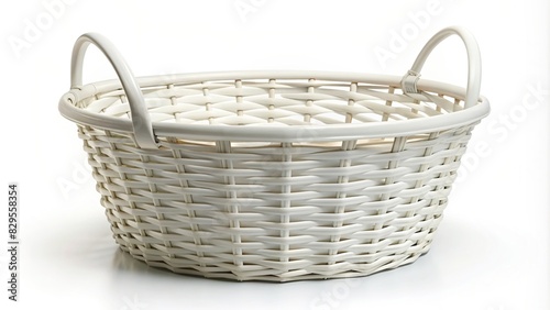 Empty white basket mock-up isolated on white background