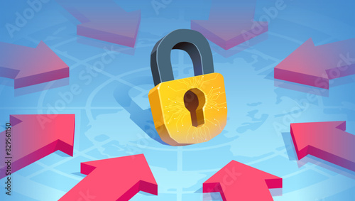 Multiple security attack. Cyber Attack concept.