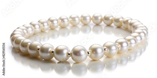 Shiny natural white sea pearl necklace isolated on white background