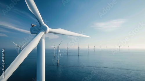 Wind turbine energy, close-up. Energy source from wind energy. Alternative electricity.