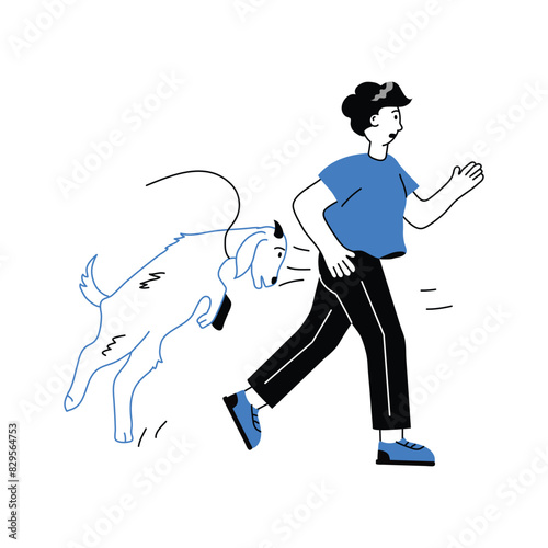 Goat kicks a man, man running away from goat, eid al adha illustration