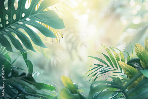 Sunlight Filtering Through Lush Tropical Leaves Creating a Serene and Fresh Atmosphere