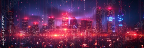Futuristic Smart Cyber City: Innovative Urban Landscape in Digital Circuitry, futuristic technology concept,  graphic banner design  © Di