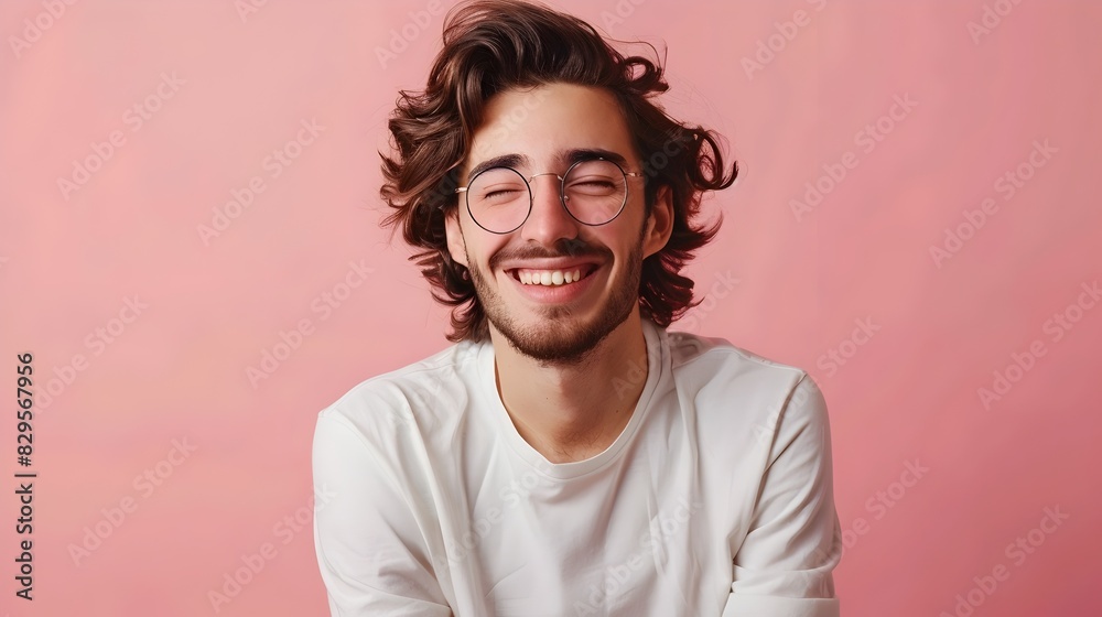Fototapeta premium Happy Young Addiction Counselor Providing Professional Guidance and Support on Colorful Background