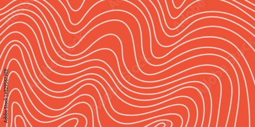 Salmon meat fillet texture pattern background. Stylized fish fillet line art seafood background. Salmon, tuna or trout fish steak flat style design vector illustration.