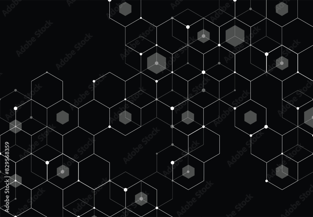 Abstract hexagonal molecular structures in technology background and science style. Medical design. Vector illustration Abstract hexagonal molecular structures in technology background and science style. Medical design. Vector illustration