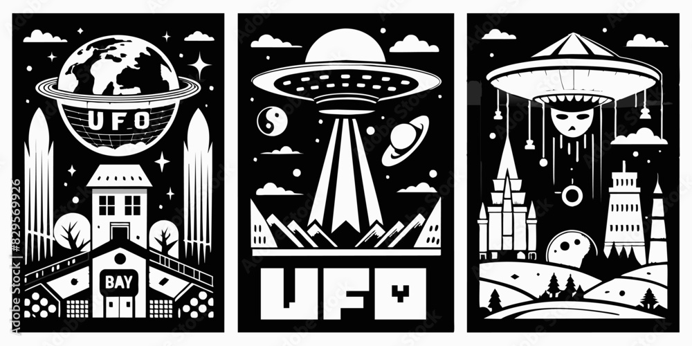 Monochrome UFO Poster Collection