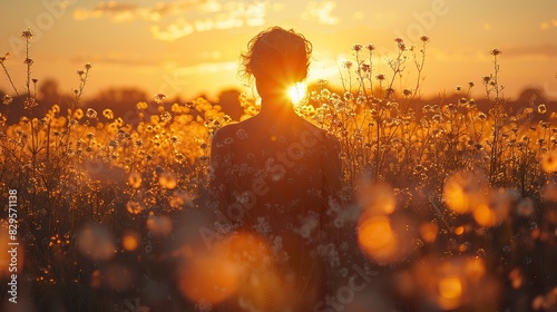 A serene figure standing in a field of light.