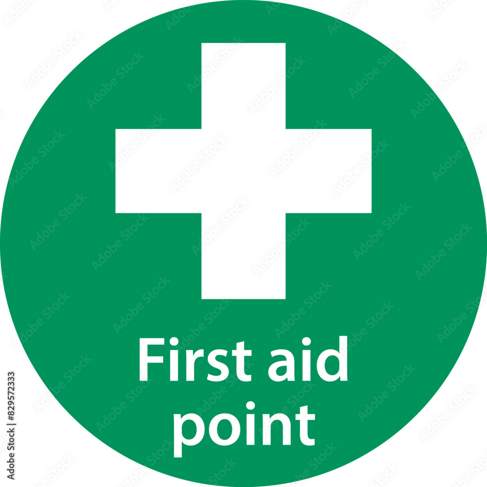 Obraz premium First aid post box point green sign