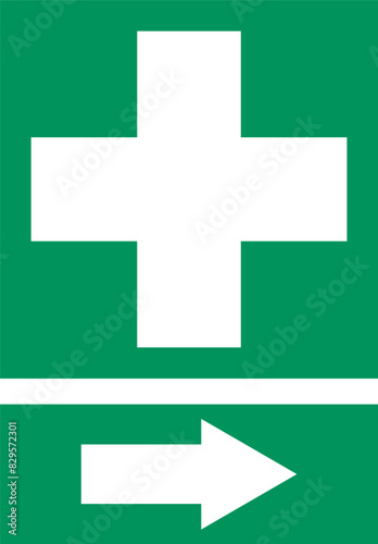 First aid post box point green sign