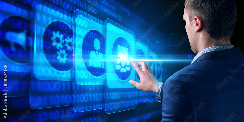 Business, Technology, Internet and network concept. E-learning education. Internet technology webinar online courses concept.