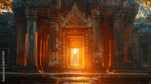 A divine light illuminating a sacred temple.