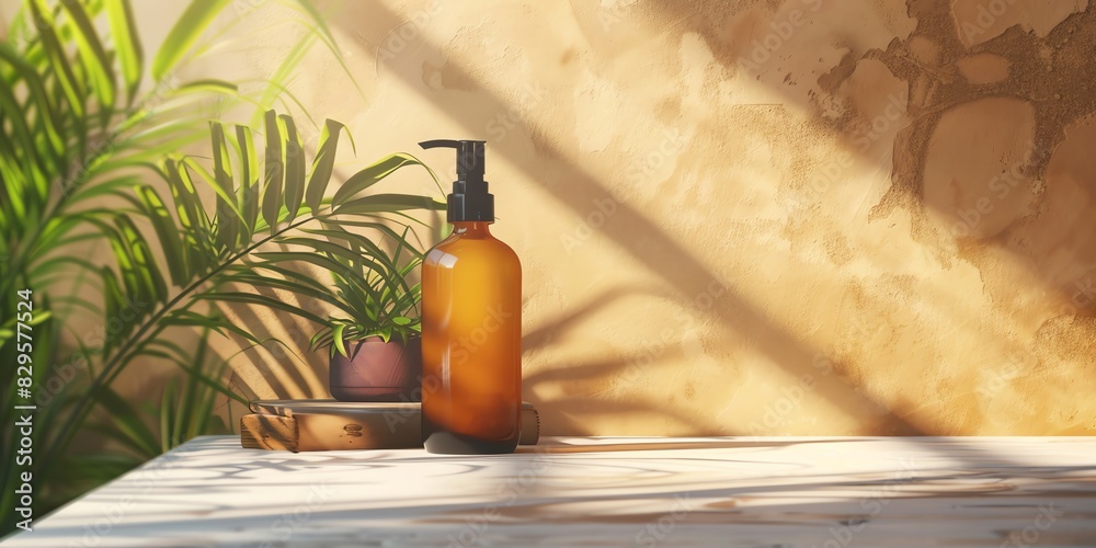 Fototapeta premium cosmetology, face care product, minimalism, photo of stock, place of the text pastel color, mockup template