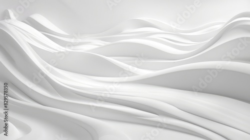 White wave-like forms merge effortlessly with a clean, pristine backdrop, embodying minimalist aesthetics.