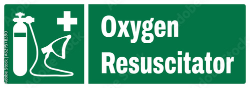 ISO emergency and first aid safety signs_oxygen resuscitator landscape size 1/2 a4,a3,a2,a1