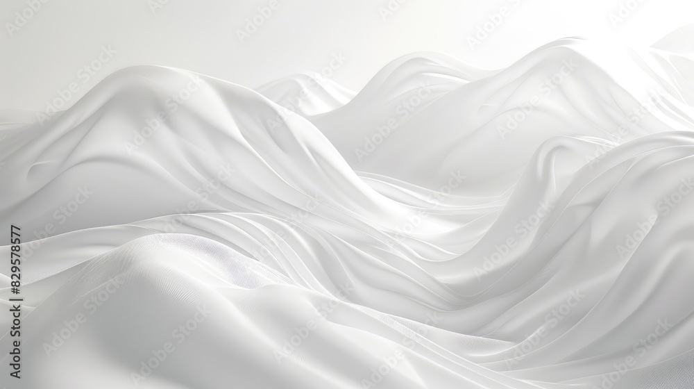 Naklejka premium Smooth white waves blend with a clean background, creating a minimalist and elegant visual.