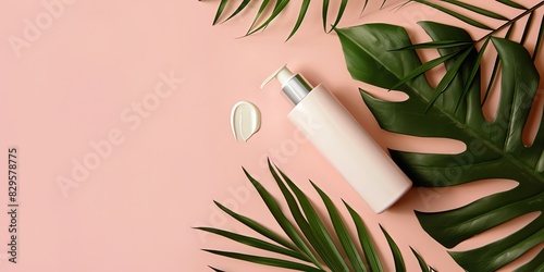 cosmetology  face care product  minimalism  photo of stock  place of the text pastel color  mockup template