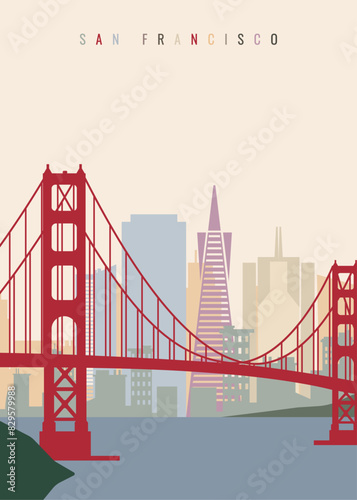 Flat illustration of city shadow, city elements and bridge.	
