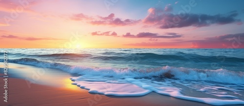 Scenic beach sunset with a stunning view and plenty of copy space image