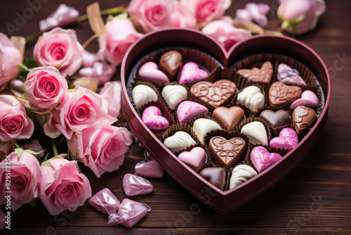 Sweet and delicious chocolates in heart shaped boxes © Neha